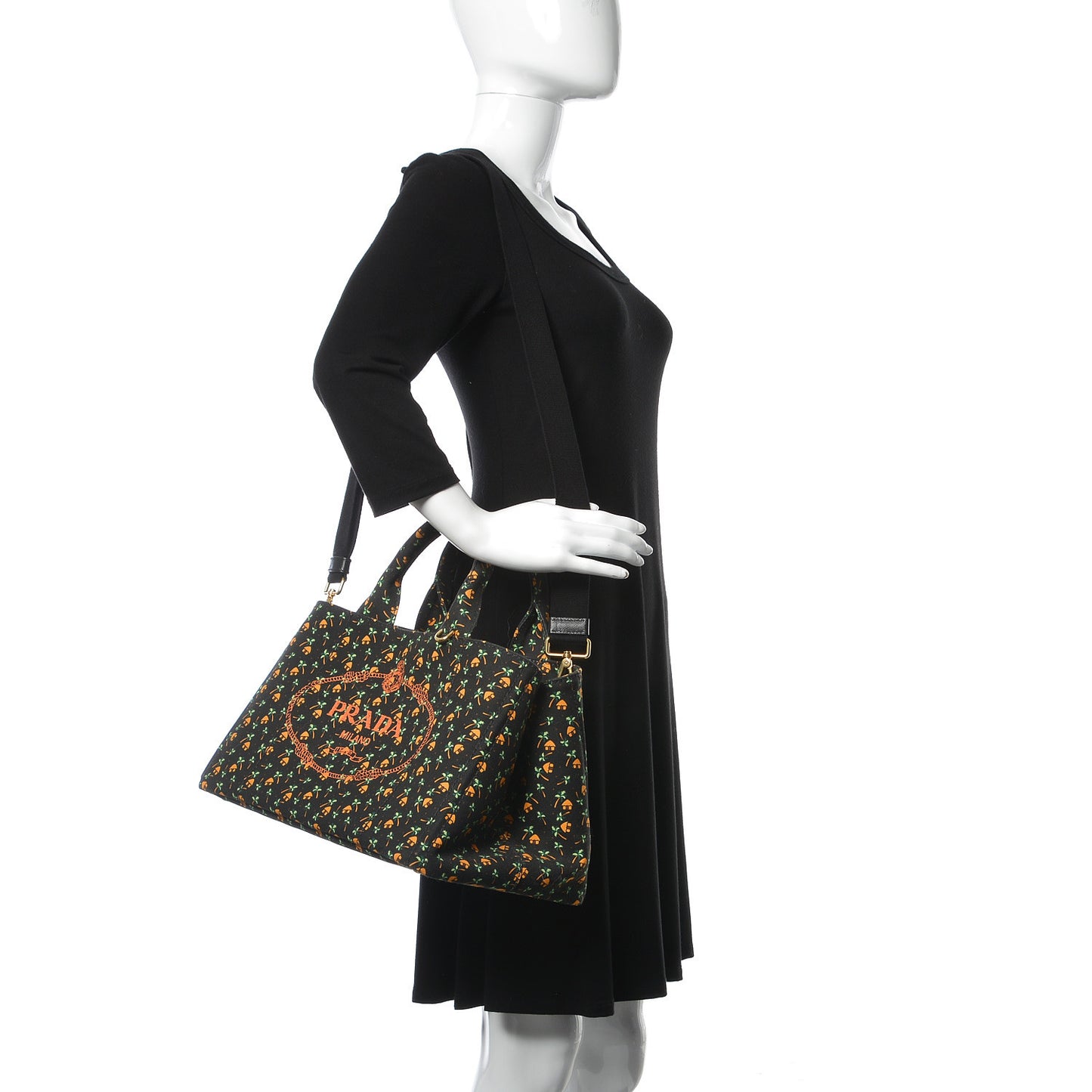 Canapa Palm Tree Print Logo Tote Black