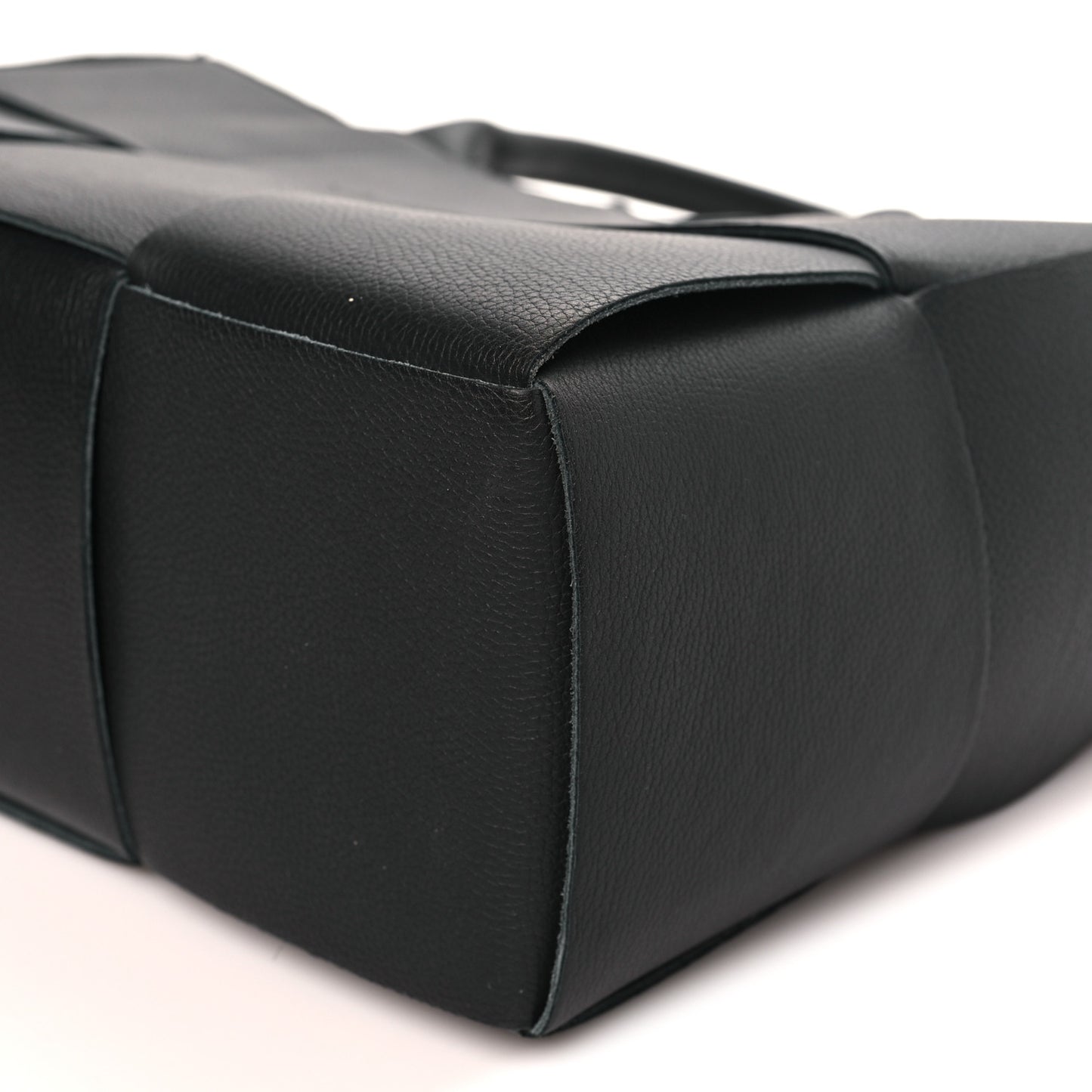 Grained Calfskin Intrecciato Small Arco Tote Black
