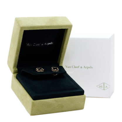 Van Cleef & Arpels 18K Yellow Gold Black Onyx Sweet Alhambra Earrings 5 of 5