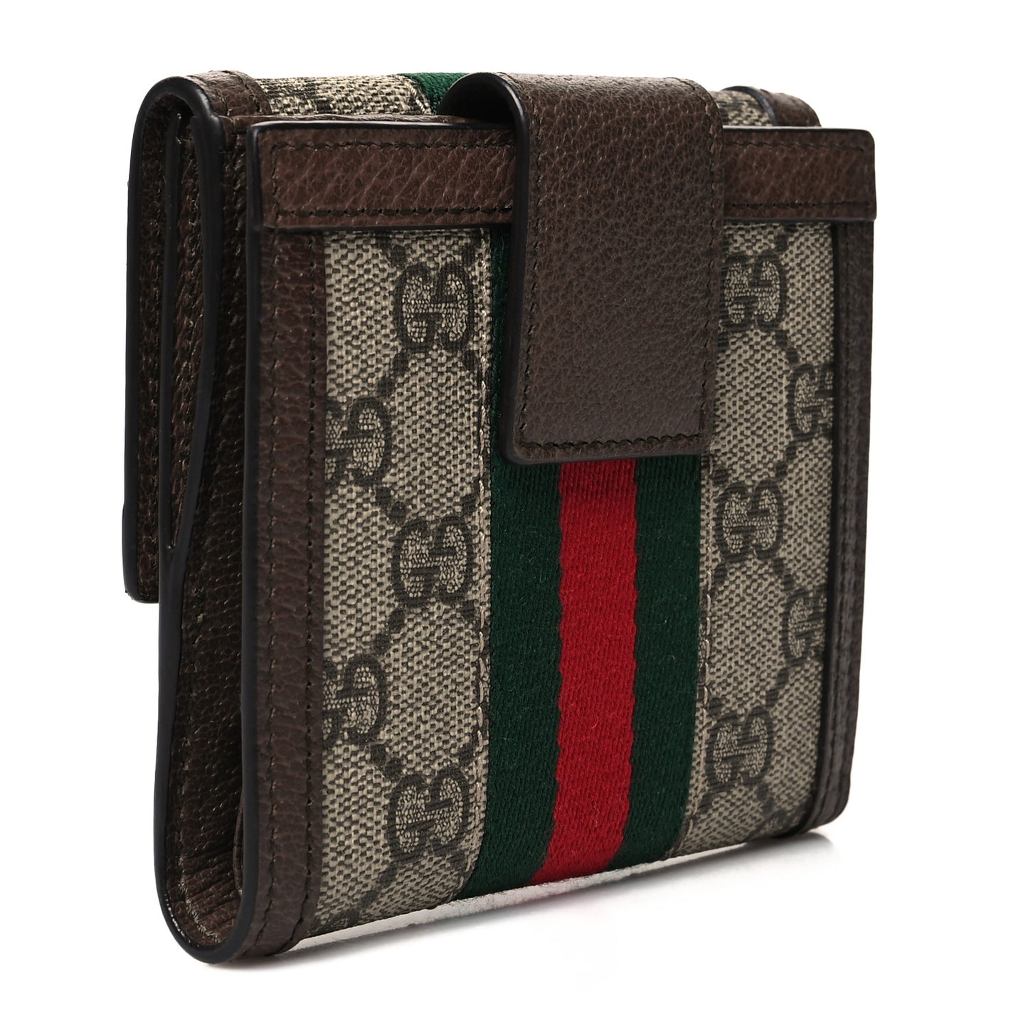 GG Supreme Monogram Web Ophidia French Flap Wallet Beige New Acero
