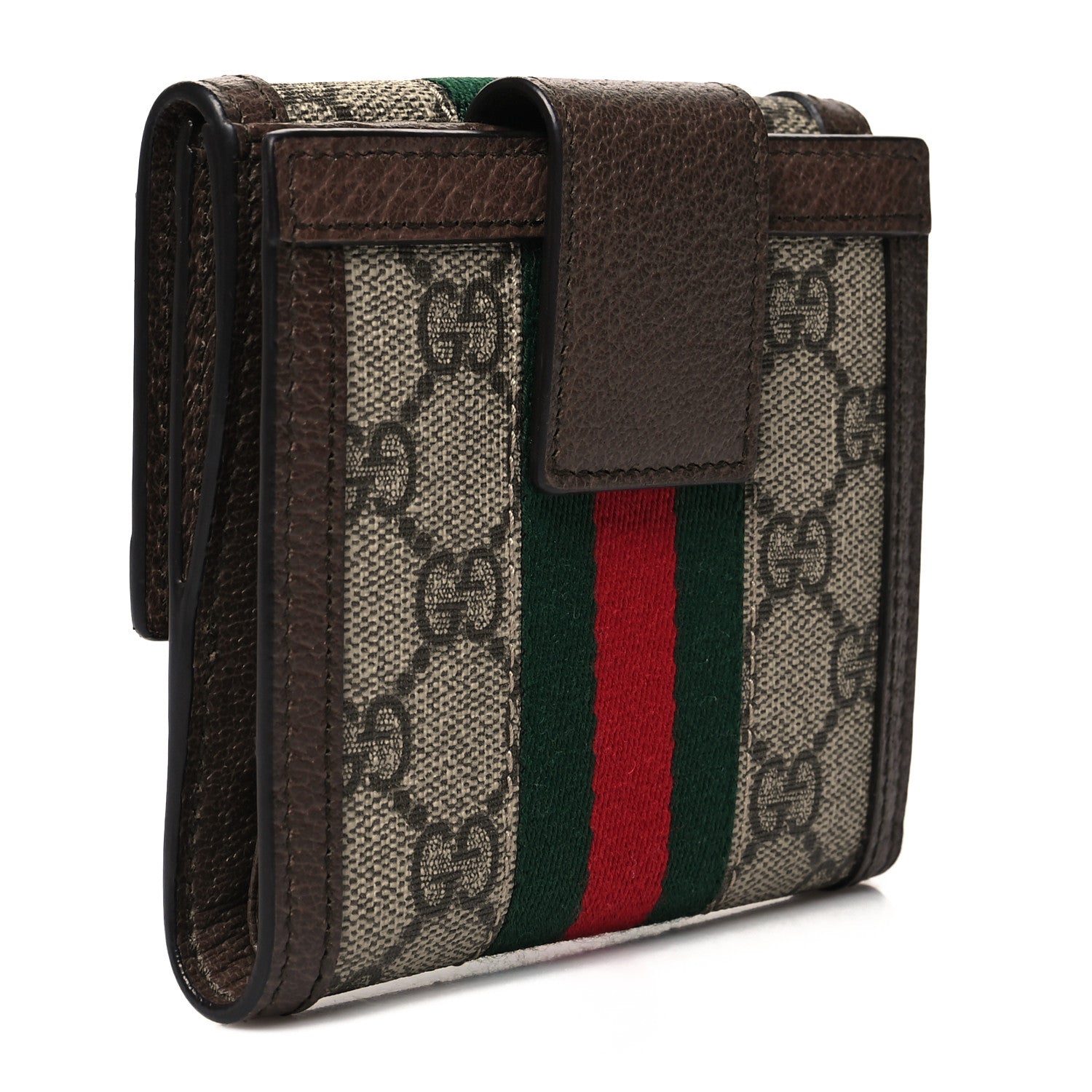 Gucci GG Supreme Monogram Web Ophidia French Flap Wallet Beige New Acero 3 of 12