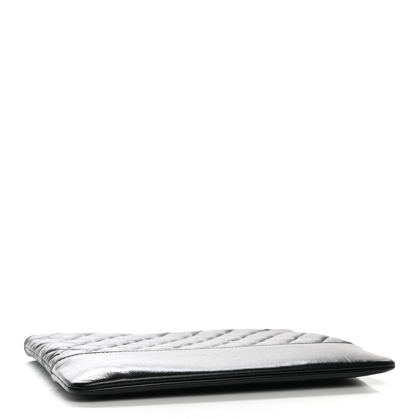 Aged Calfskin Quilted Medium Gabrielle Cosmetic Case Black