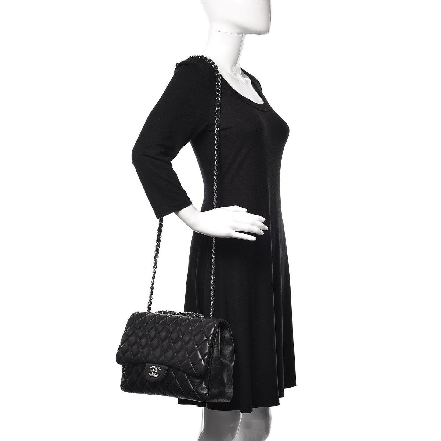 Lambskin Quilted Jumbo Single Flap Black