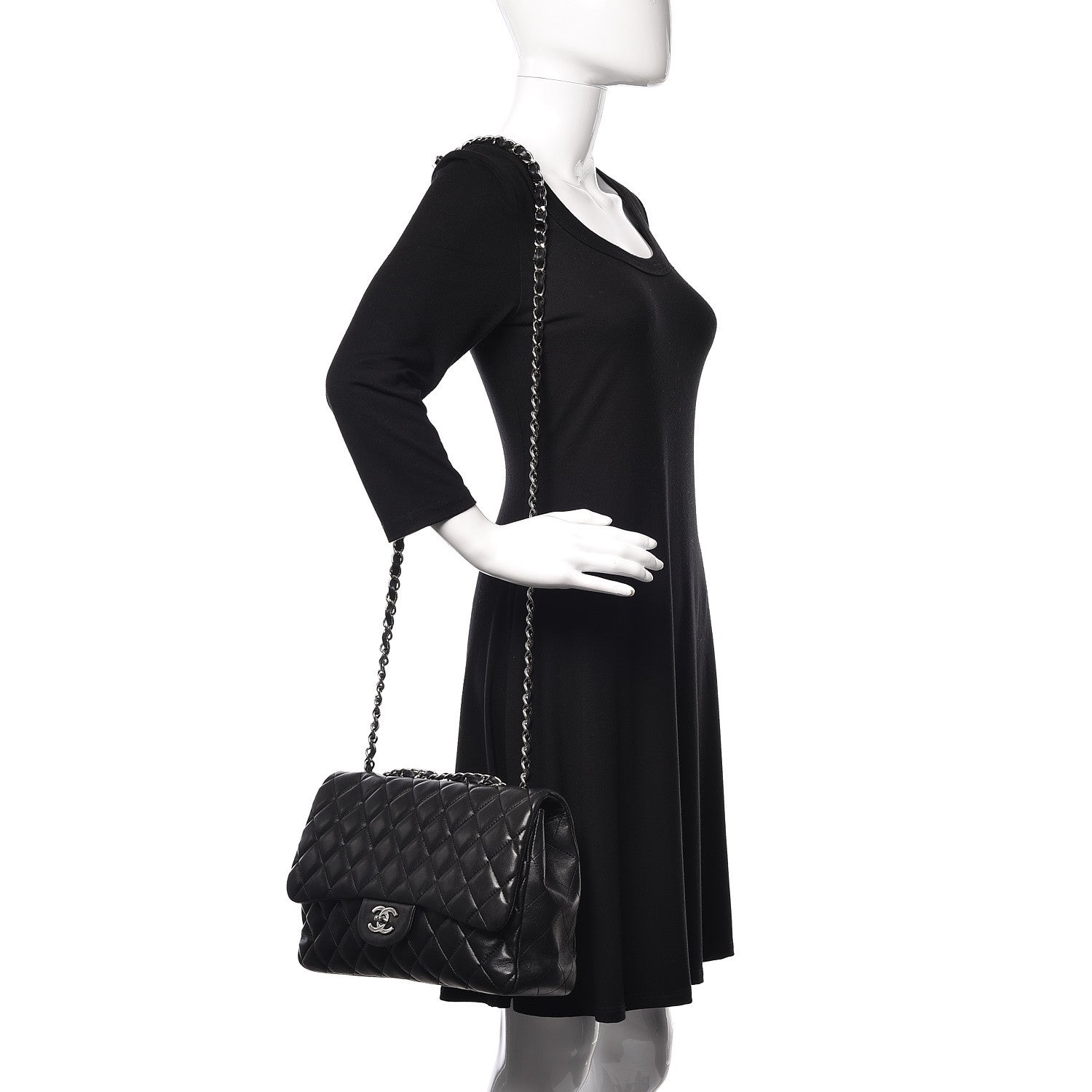 Chanel Lambskin Quilted Jumbo Single Flap Black 3 of 10