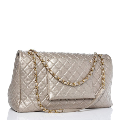 Chanel Metallic Calfskin Quilted XXL Travel Flap Bag Gold 3 of 8