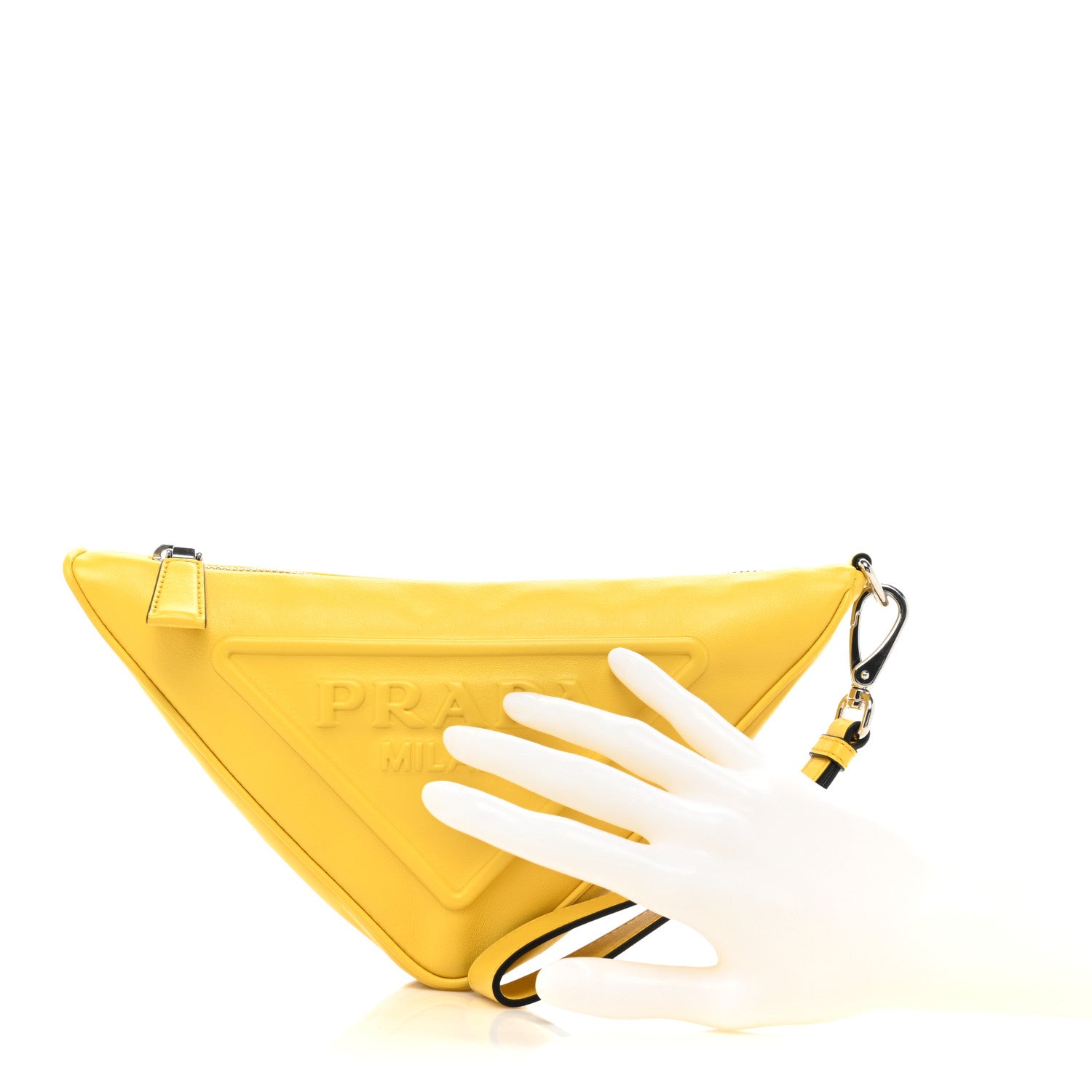 Prada Grace Lux Triangle Logo Embossed Triangle Wristlet Pouch Sole 2 of 8