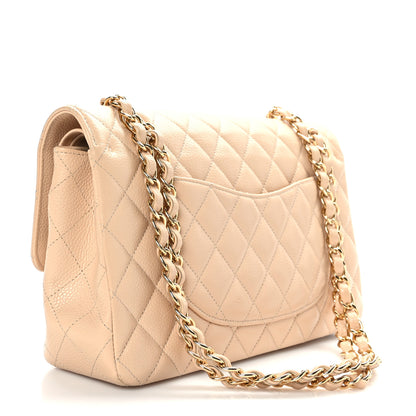 Chanel Caviar Quilted Medium Double Flap Beige 3 of 9