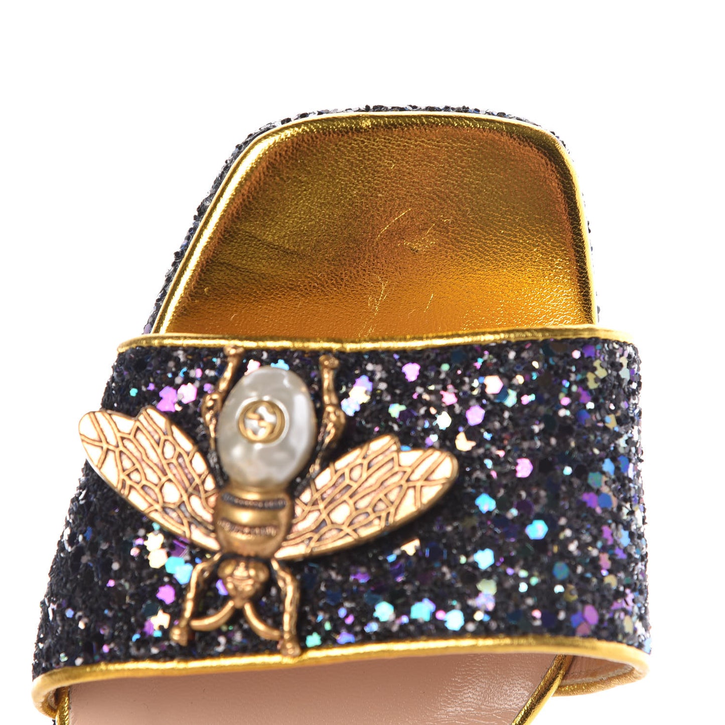 Glitter Soko Bee Platform Mid Heel Sandals 37 Notte Oro Multi