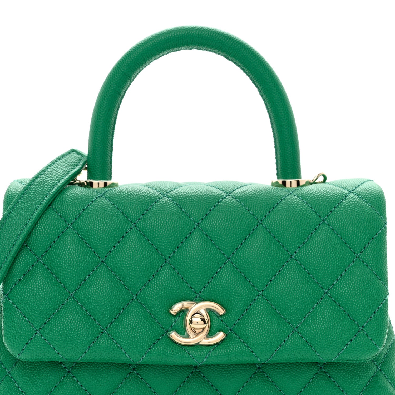 Chanel Caviar Quilted Mini Coco Handle Flap Green 5 of 10