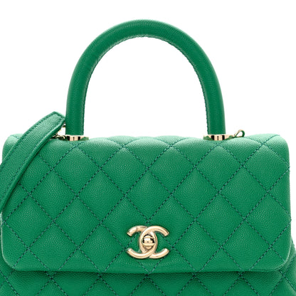 Chanel Caviar Quilted Mini Coco Handle Flap Green 5 of 10
