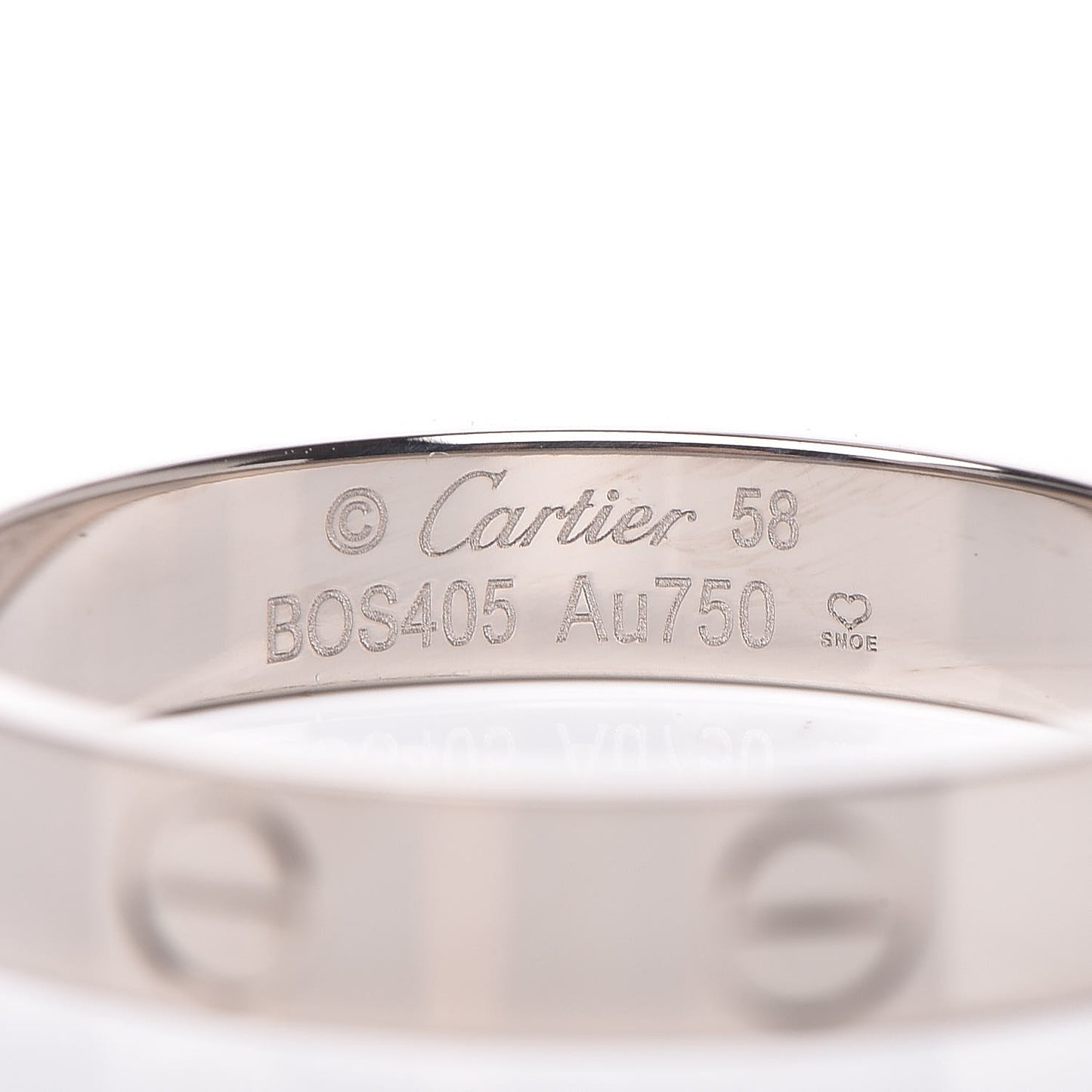 18K White Gold 3.5mm LOVE Wedding Band Ring 58 8.25