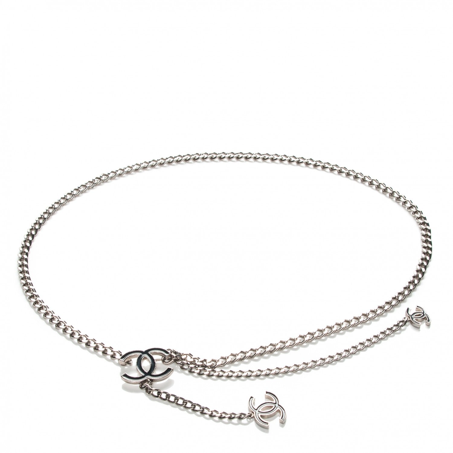 Chanel Enamel CC Chain Belt Black Silver 1 of 4