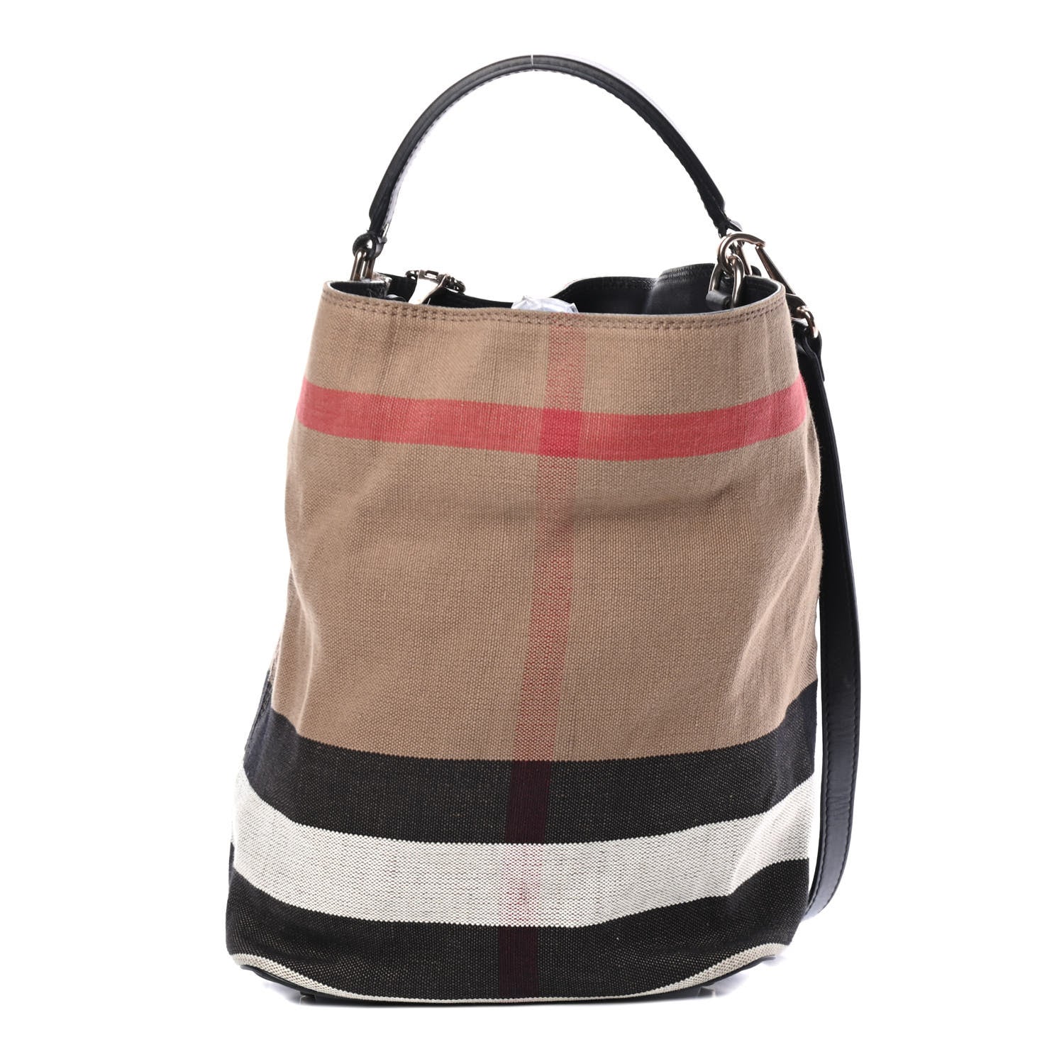 Burberry Canvas Mega Check Medium Ashby Hobo Black 1 of 4