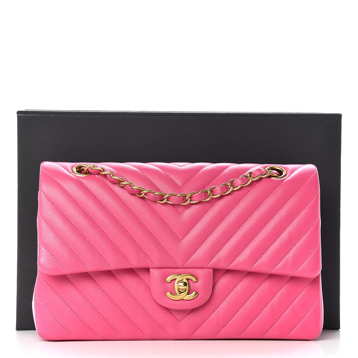 Chanel Lambskin Chevron Quilted Medium Double Flap Pink 12 of 12