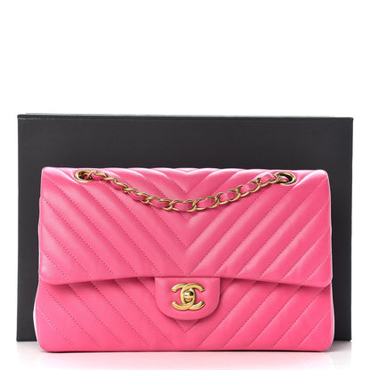 Chanel Lambskin Chevron Quilted Medium Double Flap Pink 12 of 12