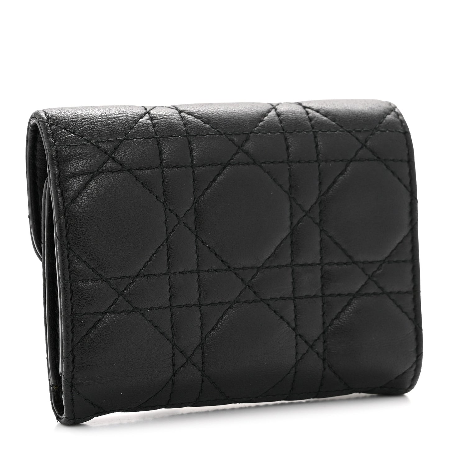 Lambskin Cannage Dioraddict Flap Wallet Black