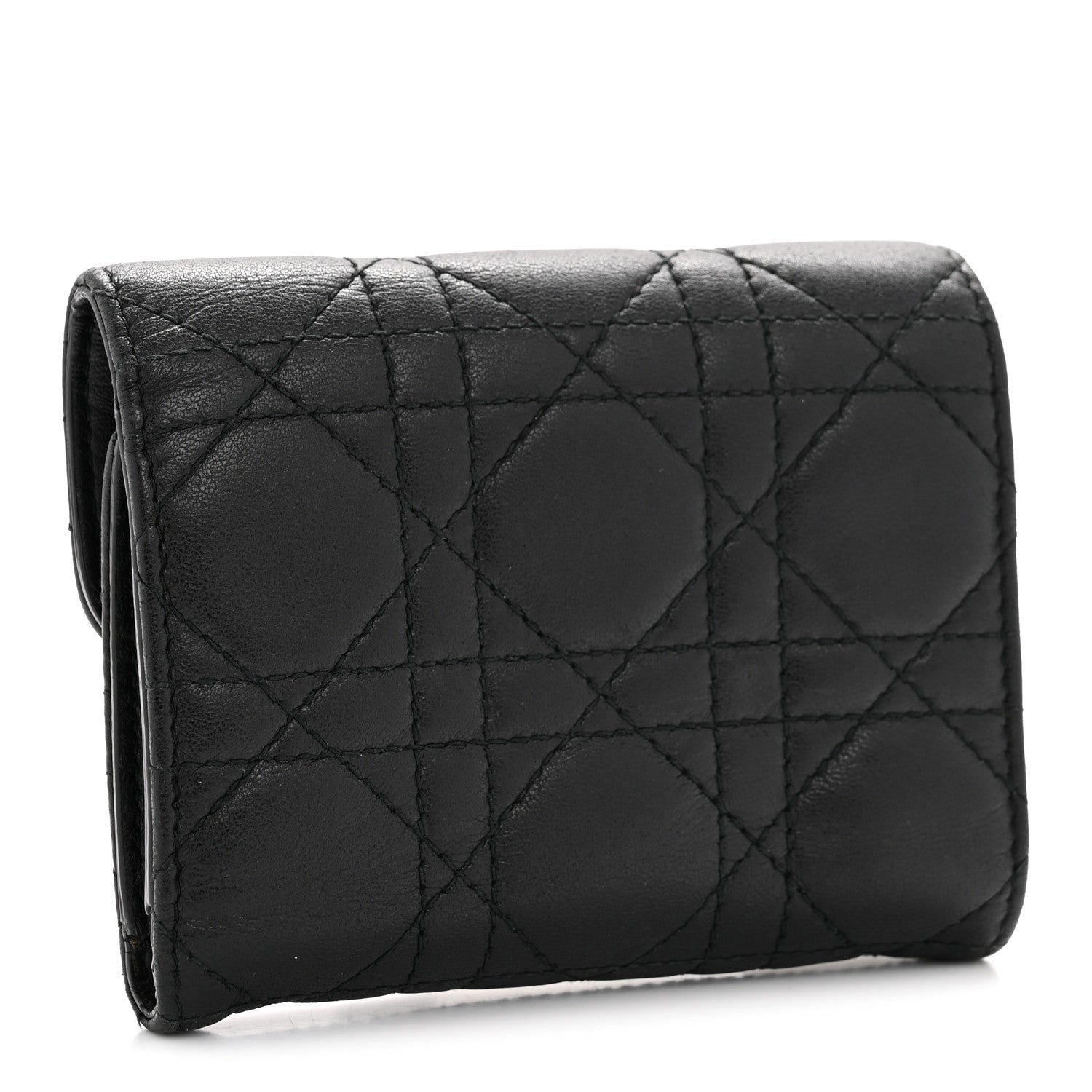 Christian Dior Lambskin Cannage Dioraddict Flap Wallet Black 3 of 9
