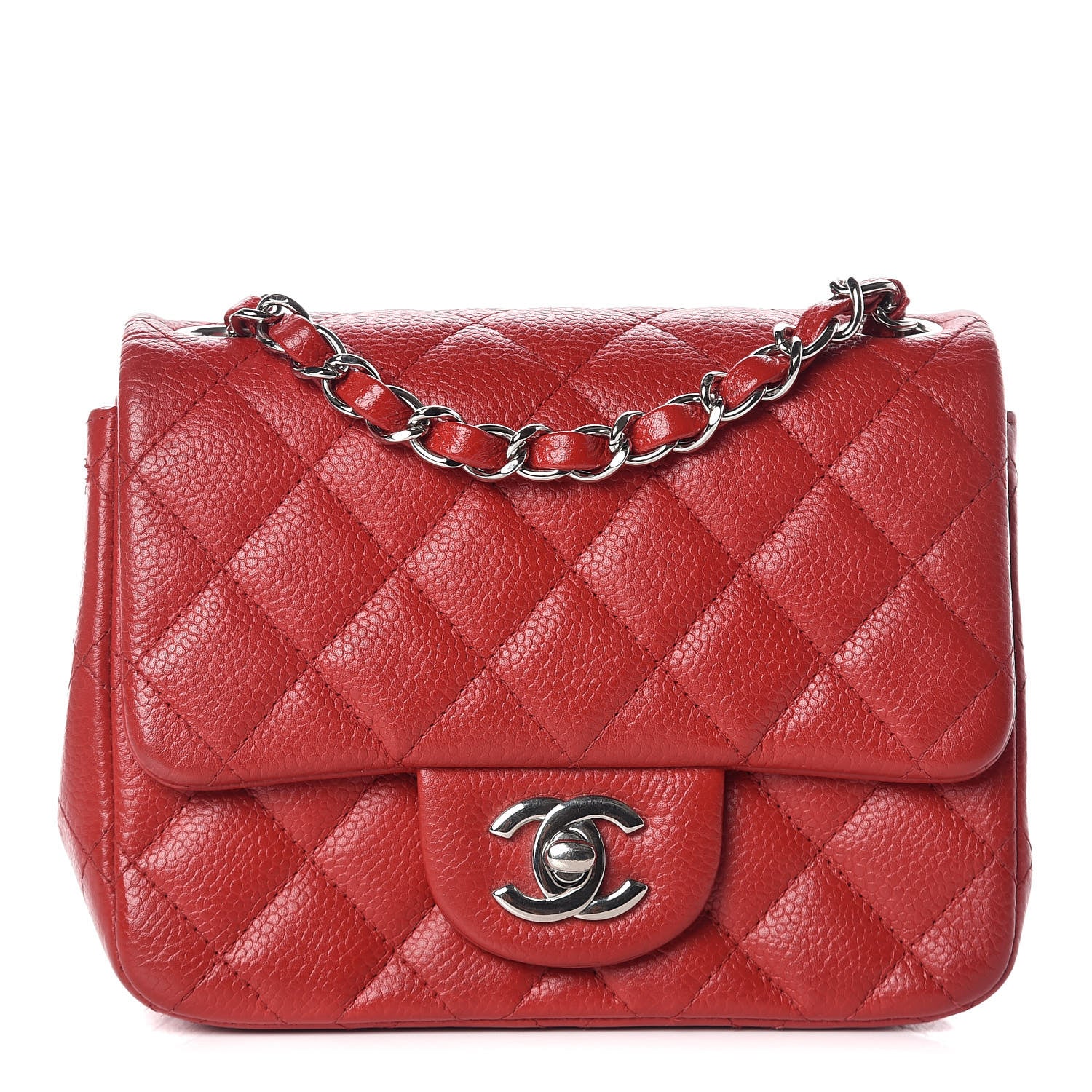 Chanel Caviar Quilted Mini Square Flap Red 1 of 9