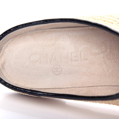 Chanel Raffia Patent Calfskin CC Espadrilles 40 Beige Black 8 of 12