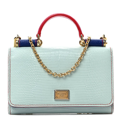 Dolce & Gabbana Dauphine Stampa Iguana Mini Miss Sicily Chain Phone Case Wallet Blue Multicolor 1 of 7