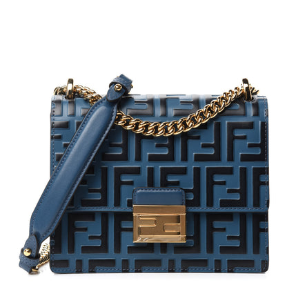 Fendi Vitello Liberty Bi-Color FF 1974 Embossed Small Kan U Shoulder Bag Balena Black 1 of 10