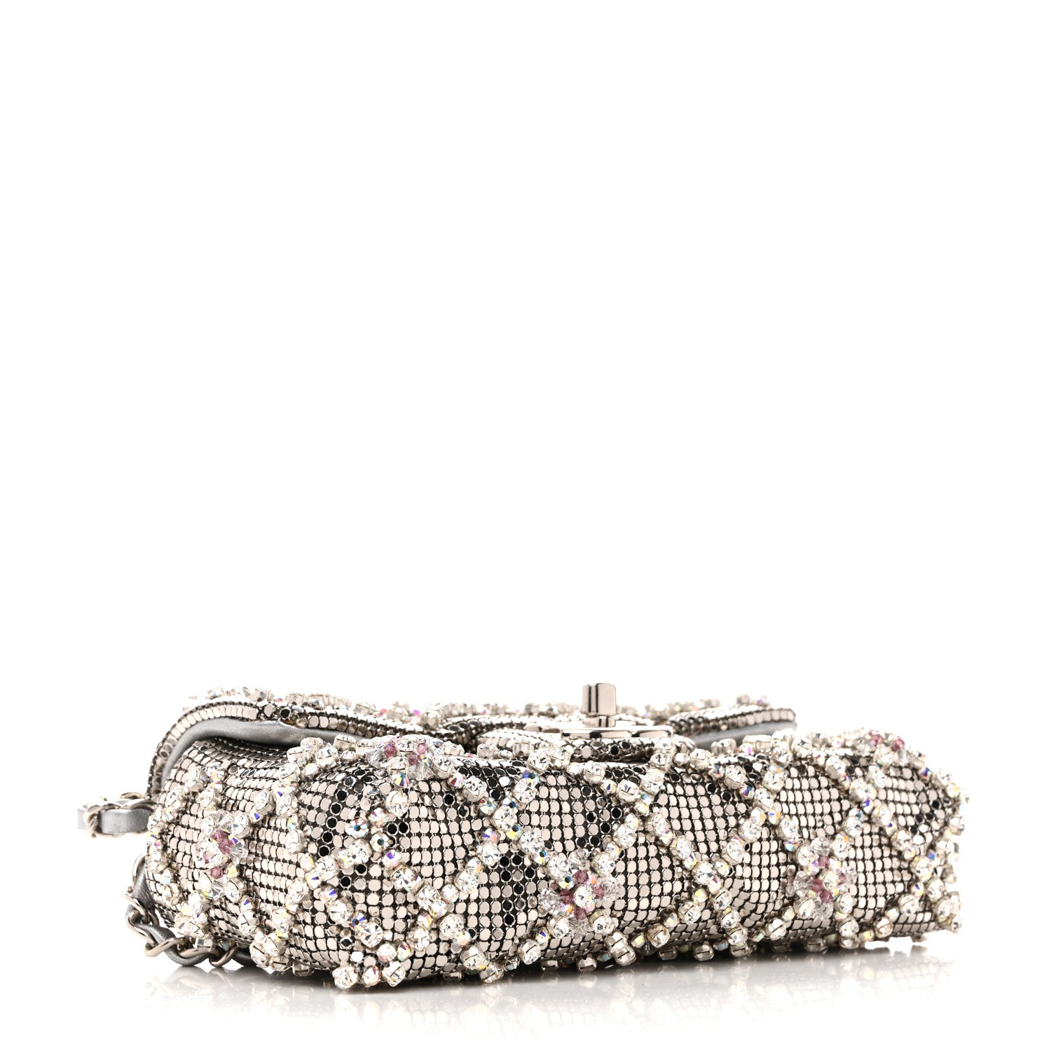 Chanel Chain Mail Crystal Quilted Mini Flap Argent 4 of 11