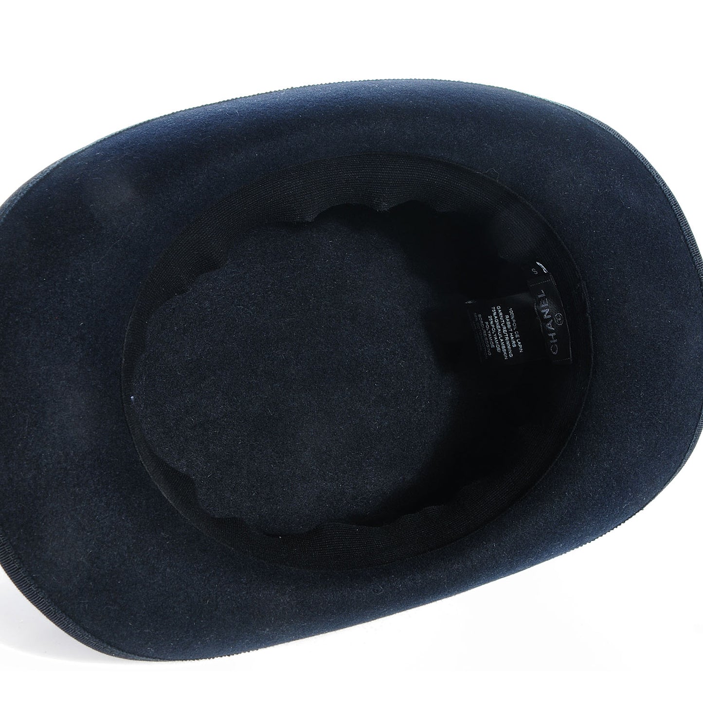 Rabbit Fur Felt Lambskin Ribbon Paris Dallas Hat Small Navy