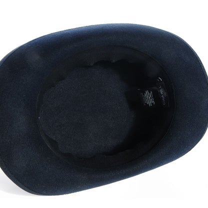 Chanel Rabbit Fur Felt Lambskin Ribbon Paris Dallas Hat Small Navy 5 of 7