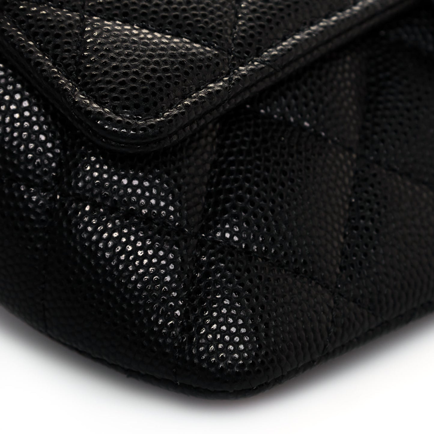 Caviar Quilted Glasses Case With Chain Black