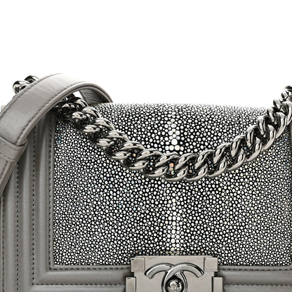 Chanel Galuchat Stingray Small Boy Flap Silver 8 of 11