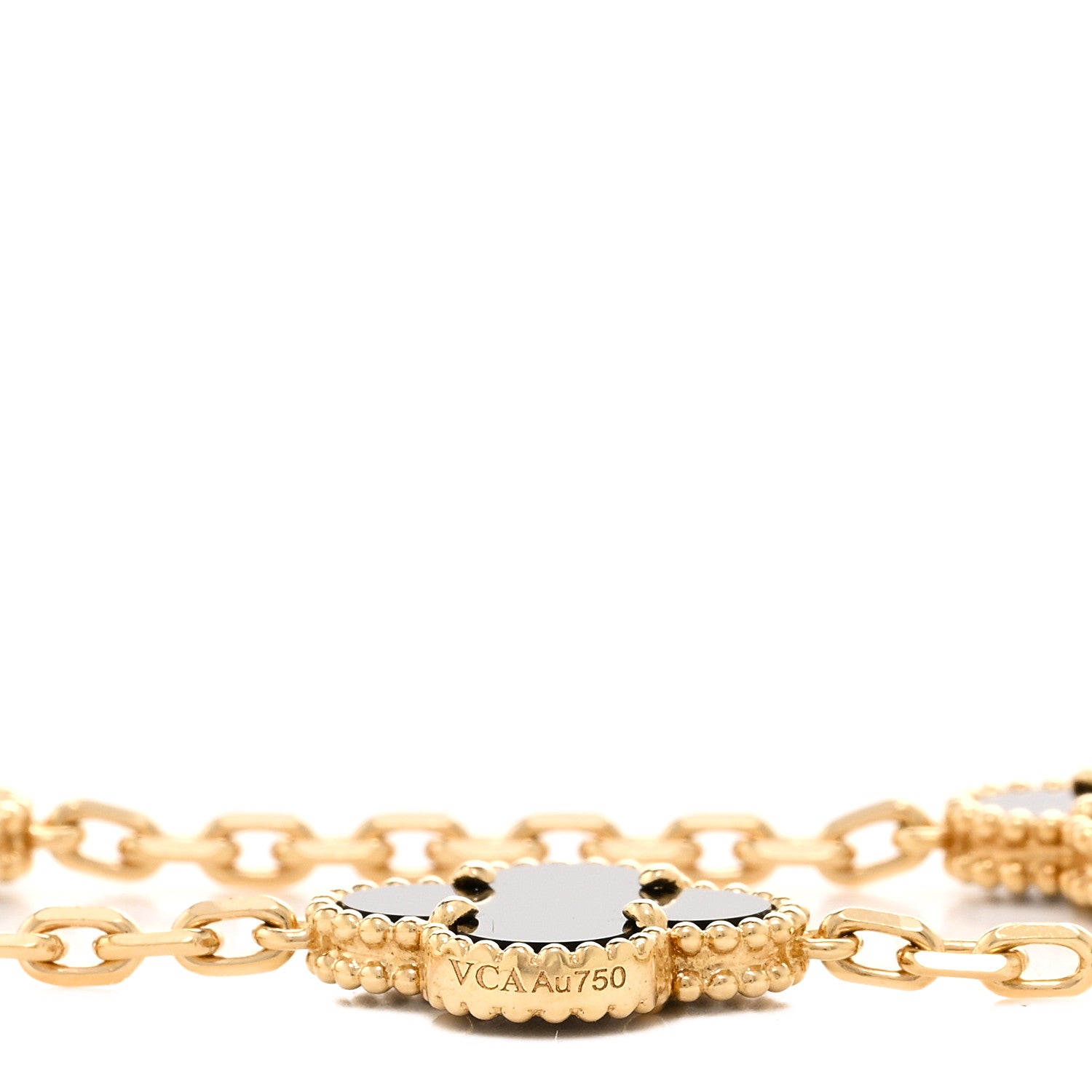 Van Cleef & Arpels 18K Yellow Gold Black Onyx 10 Motifs Vintage Alhambra Necklace 5 of 5