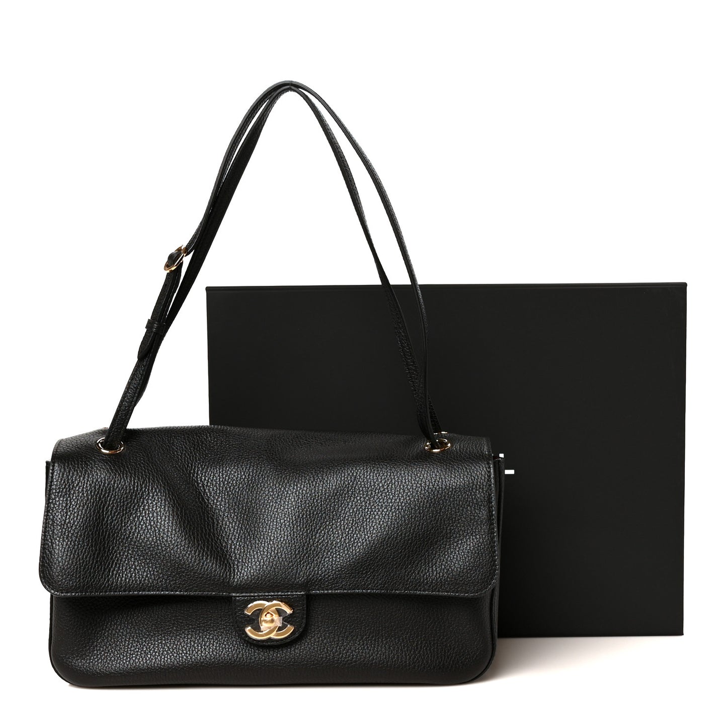 Grained Calfskin Small Souplissimo Maxi Flap Black