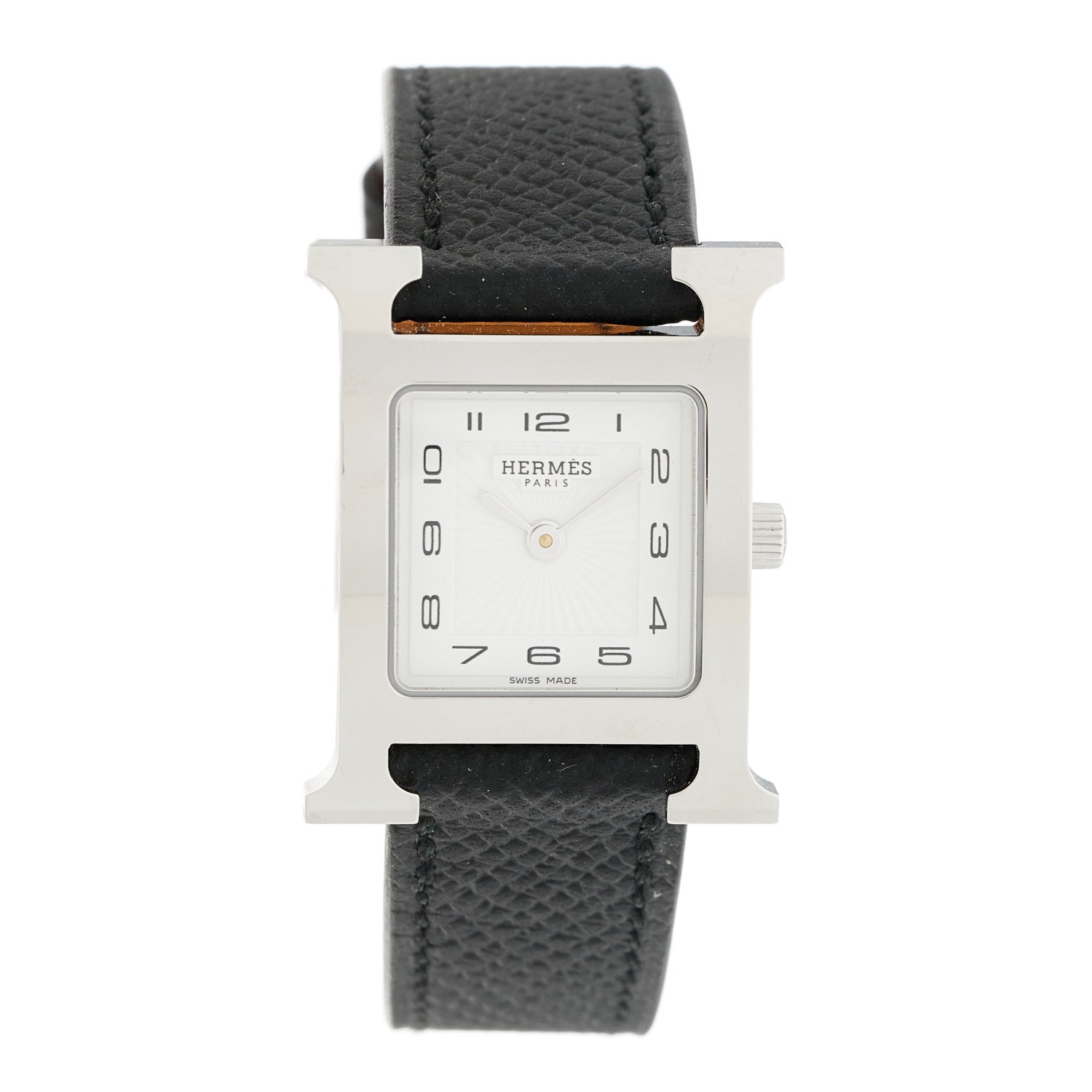 Hermes Stainless Steel Epsom 21mm Heure H Hour Quartz Watch Noir 1 of 5