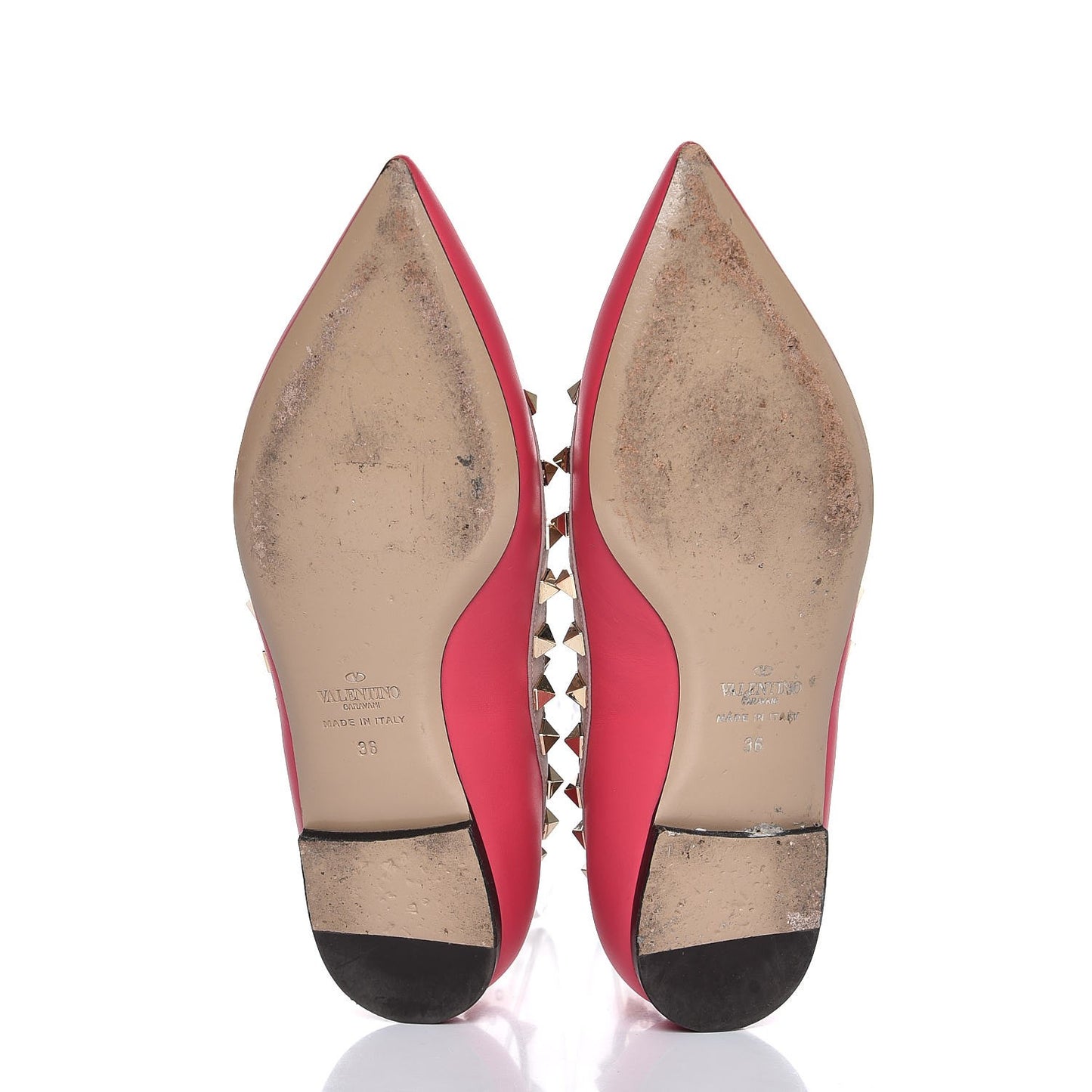 Nappa Rockstud Cage Ballerina Flats 36 Fuchsia Poudre