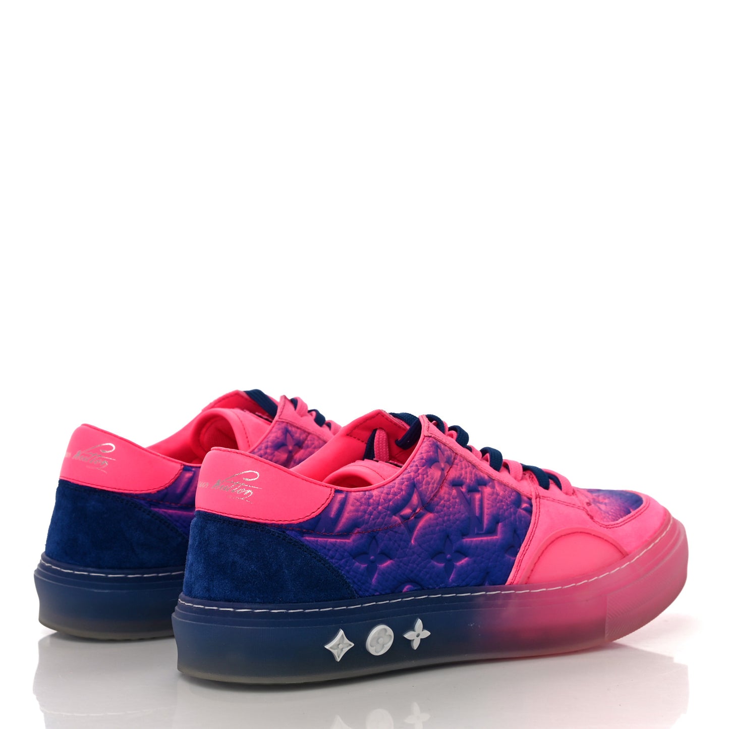 Grained Calfskin Mens LV Ollie Richelieu Sneakers 6.5 Pink Blue