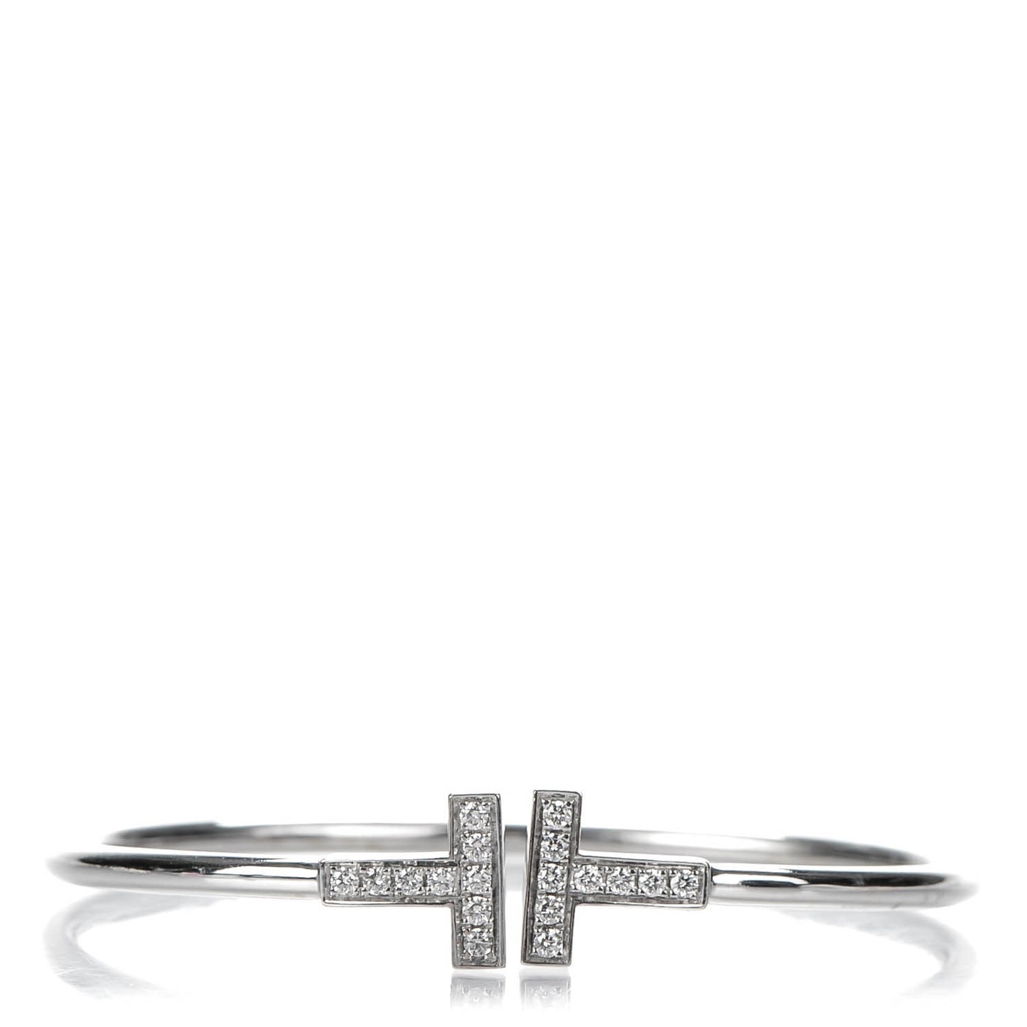 18K White Gold Diamond T Wire Bracelet
