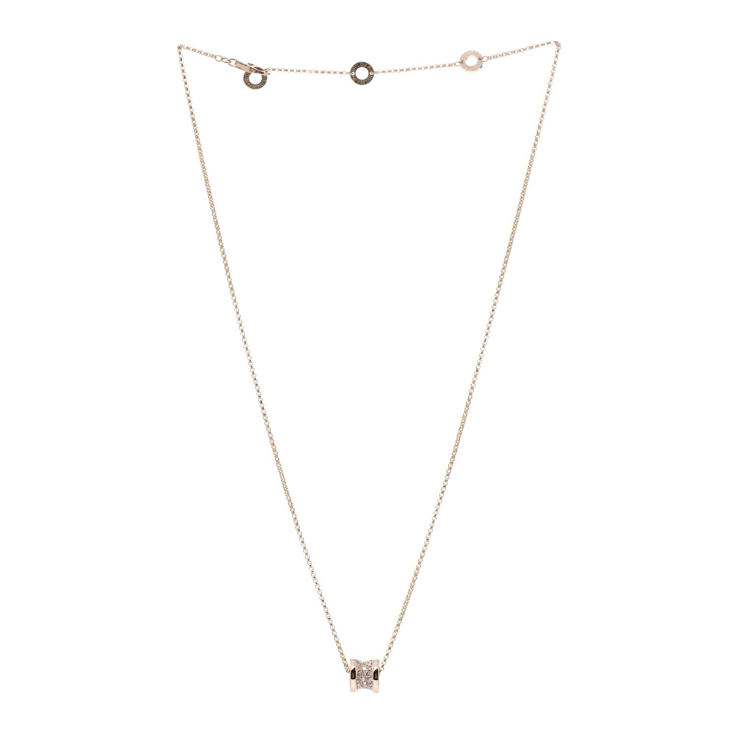 Bulgari 18K Rose Gold Diamond Small B.Zero1 Pave Pendant Necklace 3 of 7