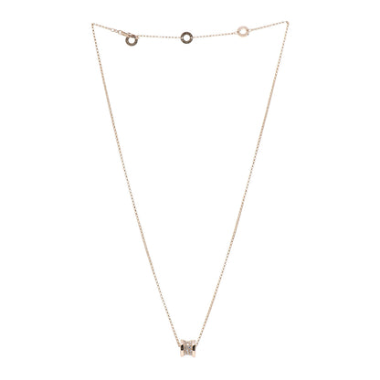 Bulgari 18K Rose Gold Diamond Small B.Zero1 Pave Pendant Necklace 3 of 7