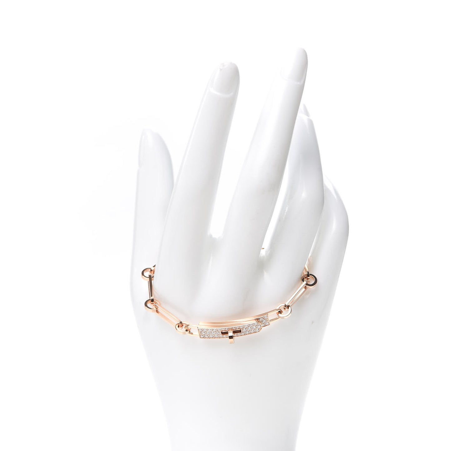 18K Rose Gold Diamond Pave PM Kelly Chaine Bracelet ST