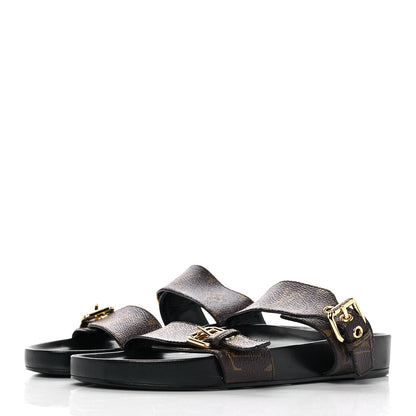 Louis Vuitton Patent Monogram Bom Dia Flat Mule Sandals 41 Black 3 of 9