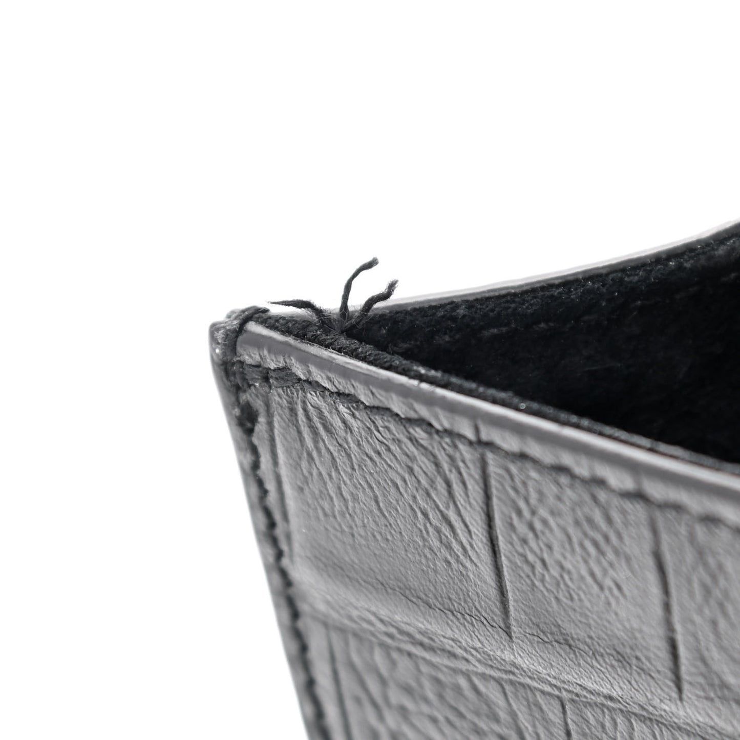 Calfskin Crocodile Embossed Small Classic Monogram Kate Tassel Satchel Black