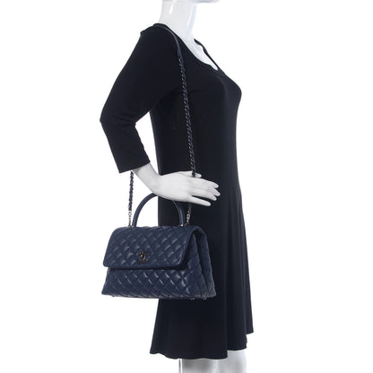 Chanel Caviar Quilted Small Coco Handle Flap Navy 2 of 9