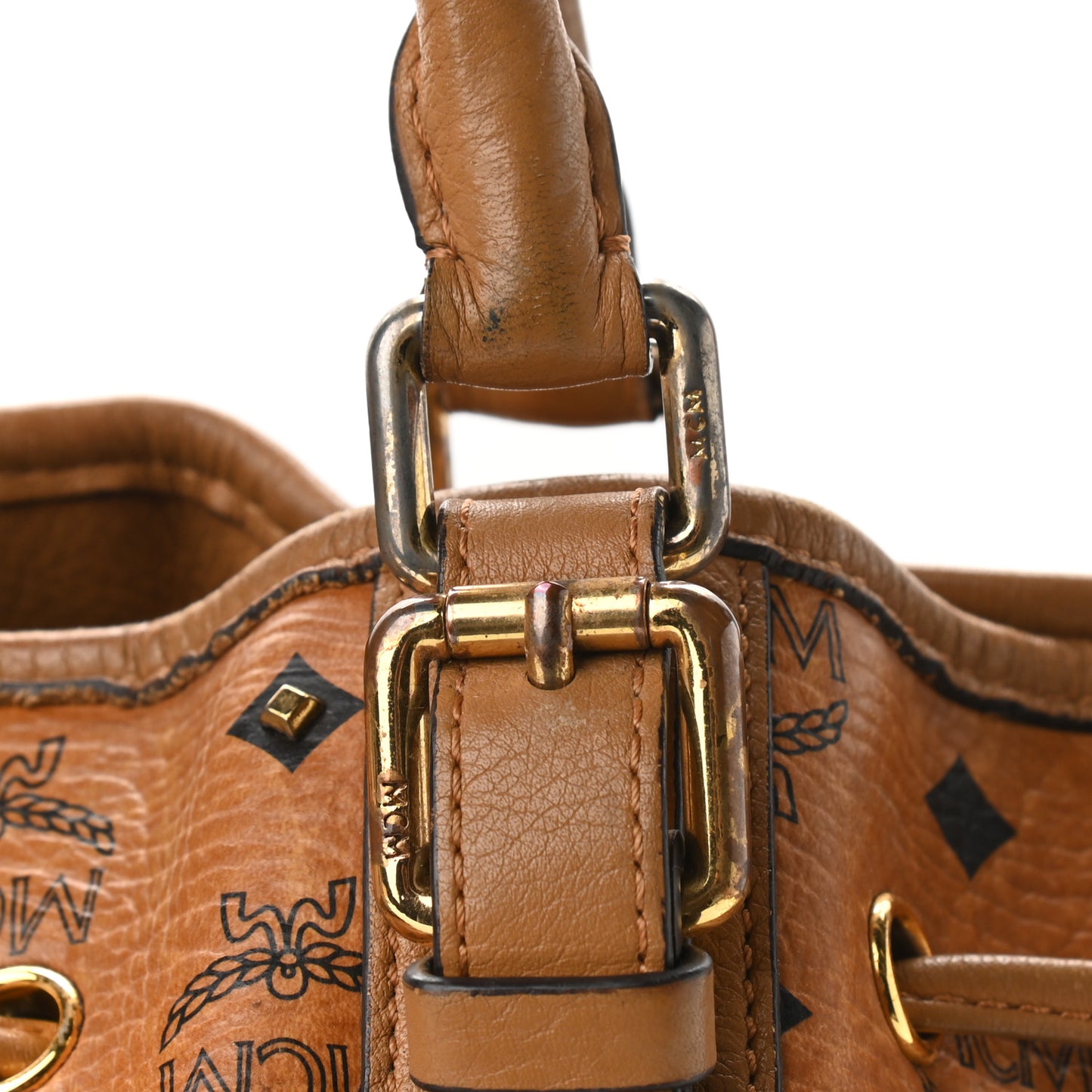 Visetos Studded Medium Drawstring Shopper Cognac