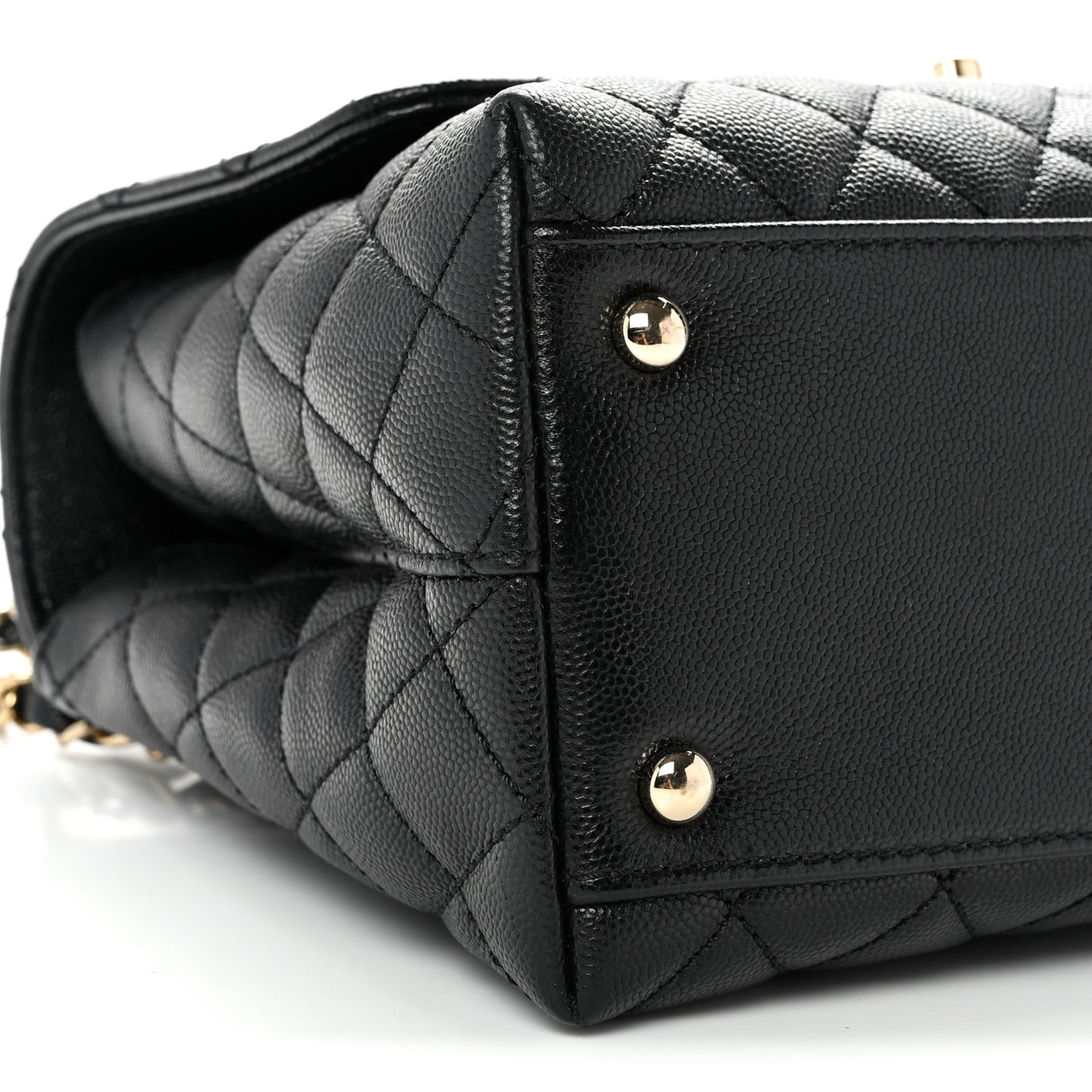 Caviar Quilted Small Coco Handle Flap Black