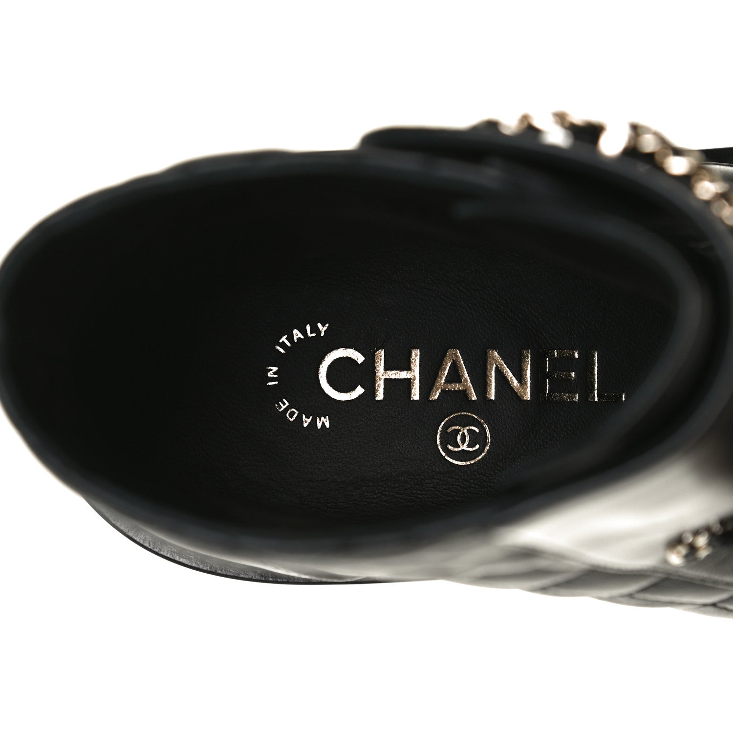 Chanel Shiny Lambskin Quilted Lace Up Combat Boots 37.5 Black 9 of 14