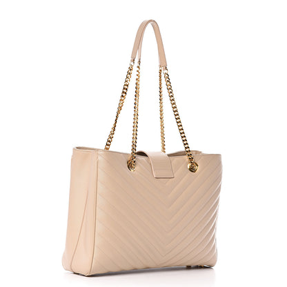 Saint Laurent Grain De Poudre Matelasse Chevron Monogram Shopping Bag Nude Powder 3 of 17