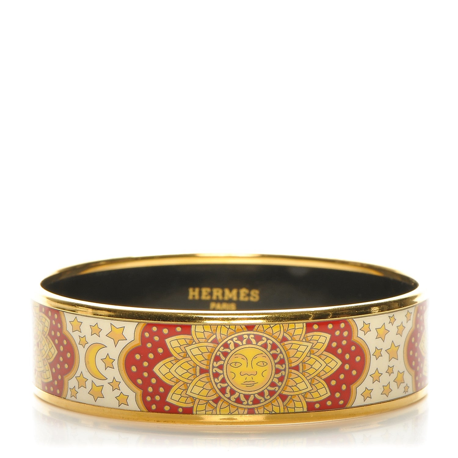Hermes Enamel Printed Wide Sun Moon Stars Bracelet 65 1 of 5