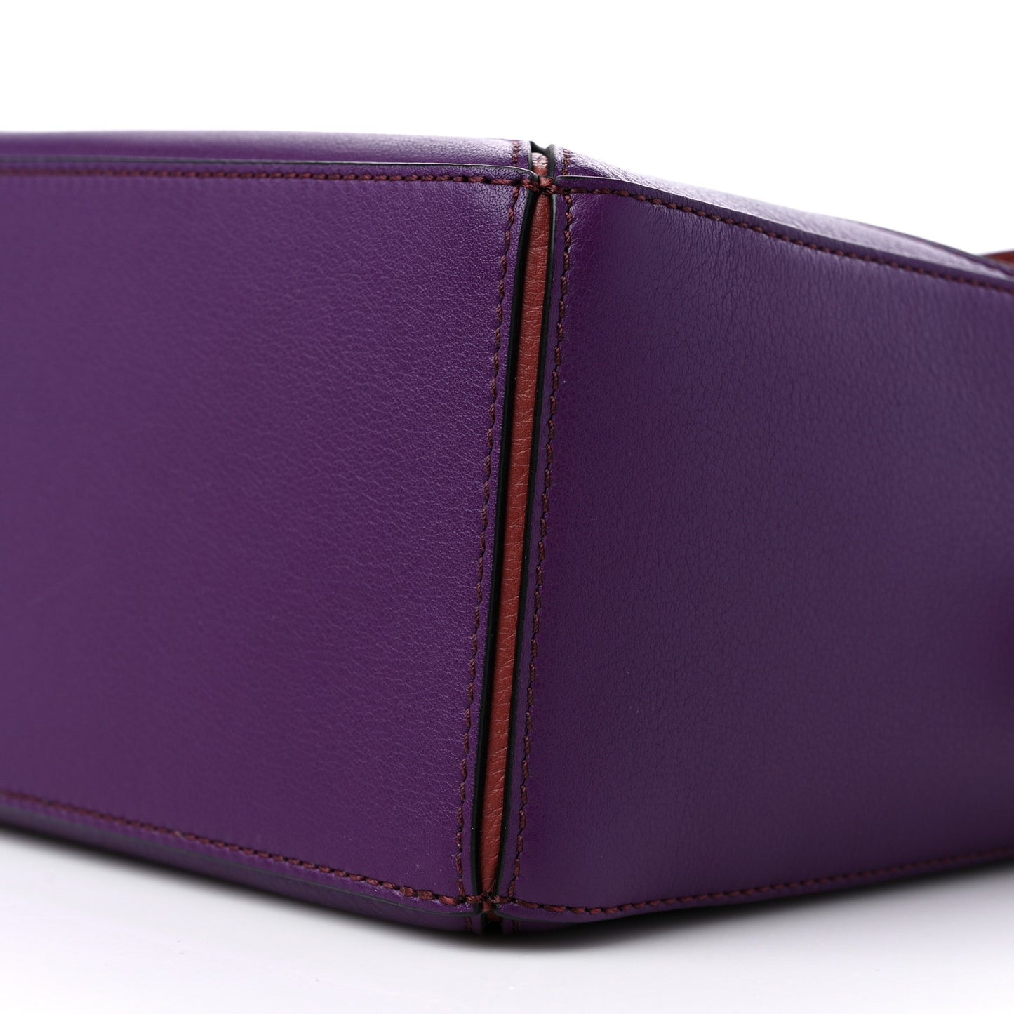 Calfskin Small Puzzle Bag Dark Rust Dark Purple