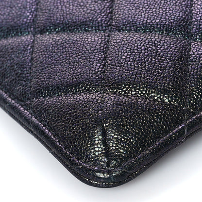 Chanel Iridescent Caviar Quilted Classic Flat Wallet Pouch Black 8 of 10