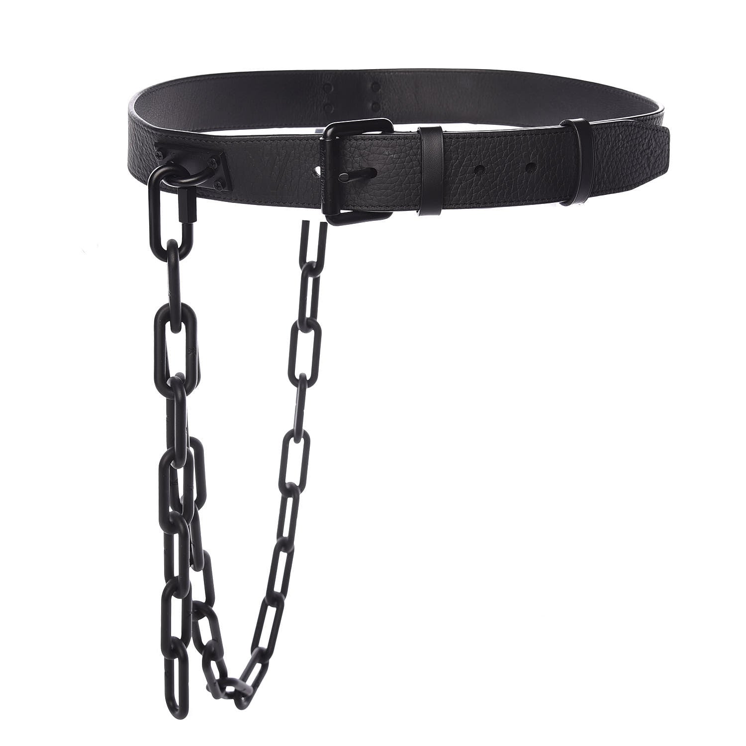 Louis Vuitton Taurillon Monogram Signature 35 MM Chain Belt 80 32 Black 1 of 14
